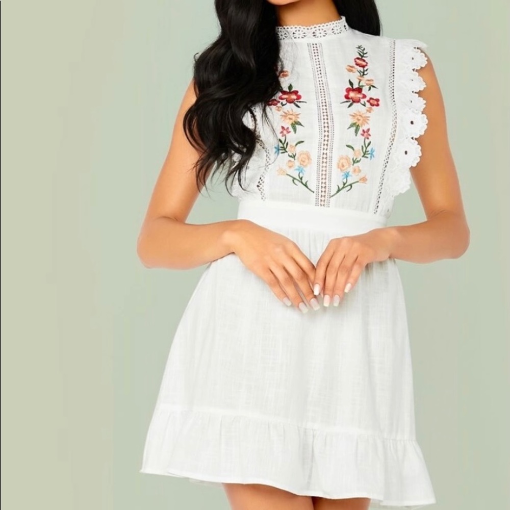 Embroidered Linen Dress